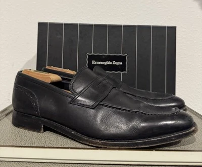 Ermenegildo Zegna Luxury Black Leather Loafers Mens UK 9 Us 10 - Image 1 of 4
