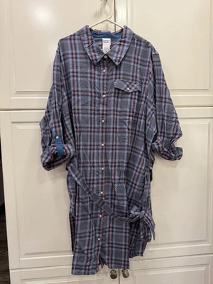 Vestido camisero con botones a cuadros 3XL Scandia Woods para mujer 100 % algodón con cinturón Foto 1 de 4