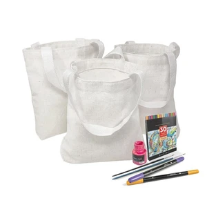 12 Zum Selbermachen leere Mini Canvas Tragetaschen - 8"x 8" x 1 1/2" Tragetasche, perfekt für Ar... - Bild 1 von 6