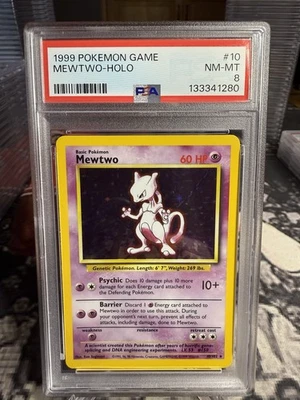 1999 Pokémon TCG Mewtwo Base Set 10/102 Holo Unlimited Holo Rare PSA NM-MT 8 - Image 1 of 3