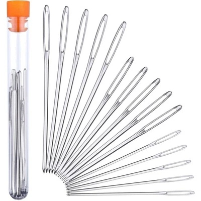 15 Stück Grobe Stumpfe Garn Nadeln Stahl  für Handarbeit und Stricken - Bild 1 von 2