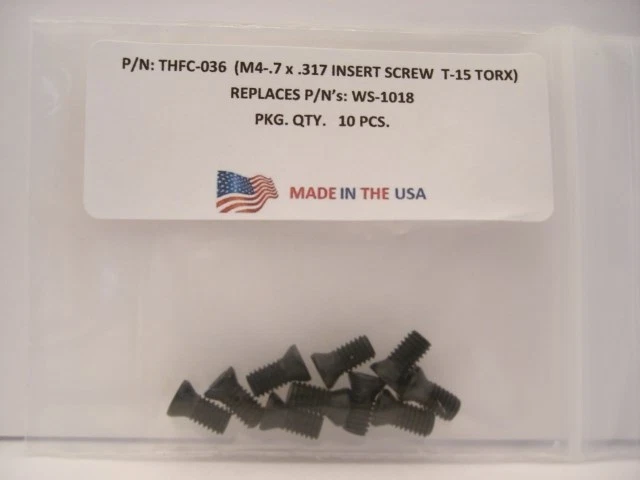TOOLHOLDER-FASTENER CO. 10 Pieces THFC-036 Insert Screw: WS-1018 ... 19043