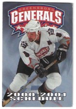 2000-01 Greensboro Generals ECHL Hockey Schedule !!! Green Ford
