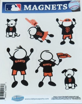 Ímãs da família San Francisco Giants (conjunto de 6) beisebol licenciado pela MLB - Imagem 1 de 3