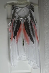 Summer Women's Sleeveless Shirt Casual Feathers Sling Flair Blouse Tank Top M - Picture 1 of 5