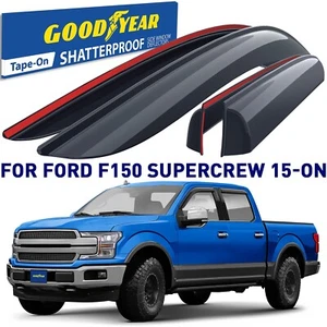 Protectores de lluvia viseras de ventilación pantalla para Ford F150 SuperCrew 2015-2025 - Imagen 1 de 8