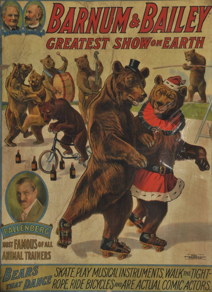 Circus Poster 13"x19" The Barnum and Bailey Bears that Bears that Dance 1916 - Image 1 of 1