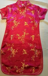 Girls Asian Silk Dress Girls 3-4T fuchsia pink  b6 - Picture 1 of 10