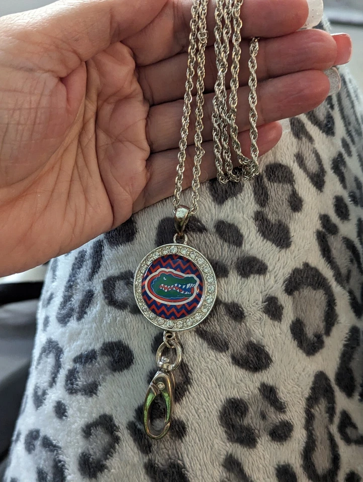 Florida Gators 20" Tono Plata Cadena Collar Cordón Con Clip 360 Foto 1 de 4