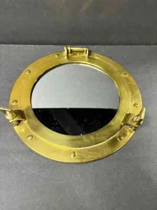 Vintage Nautical Golden Finish 12 inches Port Hole Wall Window Decor - Picture 1 of 4