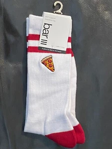 $10 Bar III Dress Socks | 1 Pair | White Red Pizza Slice | Shoe 7-12 Sock 10-13 - Picture 1 of 8