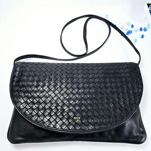 Auténtico bolso sin asas de cuero negro vintage Bally International para mujer - Imagen 1 de 19