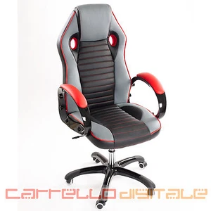 SEDIA POLTRONA PRESIDENZIALE DA UFFICIO CASA STUDIO SPORT RACING GAMING ROSSO - Foto 1 di 1