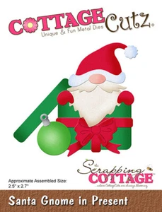 Neu Scrapping Cottage Cutz Metall Stanzschablone Weihnachten Santa Wichtel im Geschenk - Bild 1 von 1