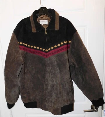 Vintage Leather Brown Multi Suede Leather Zip Jacket sz M - Image 1 of 4
