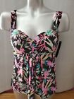 A;EX MARIE WOMENS  FLORAL UNDERWIRE MOLDED PAD Tankini Swim Top SIZE 8  NWT