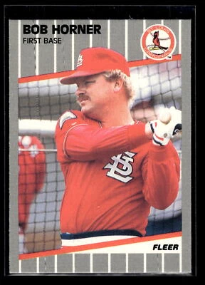 1989 Fleer #452 Bob Horner St. Louis Cardinals Pack Fresh Mint+ - Image 1 of 2