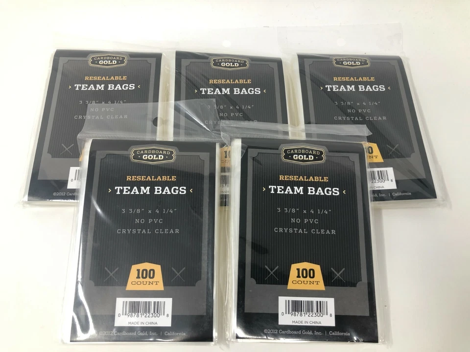 500 Cardboard Gold Card Sleeves Resealable Team Bags - Image 1 of 1