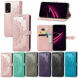 Funda protectora de cuero con soporte de cuero con soporte para teléfono para T-Mobile REVVL V+ Plus 5G con flores - Imagen 1 de 13