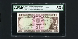 FIJI Banknote P- 59a , ND(1969) , 1 Dollar PMG 53 EPQ Queen Elizabeth II - Picture 1 of 2