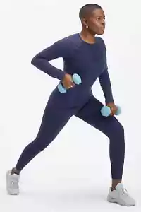 Top activo Fabletics Sync sin costuras manga larga corte láser lavado azul marino profundo S nuevo con etiquetas - Imagen 1 de 6