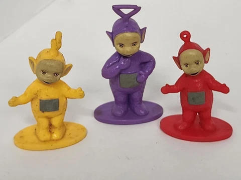 Teletubbies Toy Figures Tinky Winky Lala Po 1998 Decopac Cake Topper Vintage Cover