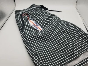 Beach Bros Swim Trunks Men Black White plaid Drawstring Netted 7" Size M - Picture 1 of 8