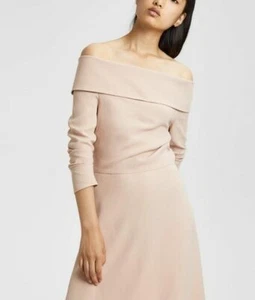 $475 Designer THEORY Women's Kensington Chalk Pink Off the Shoulder Dress 4 - Bild 1 von 5