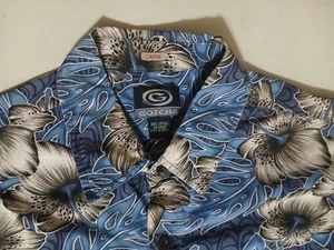 Gotcha Hawaiian Mens shirt Short sleeves 100% Cotton sz L VG Blue Floral - Picture 1 of 6