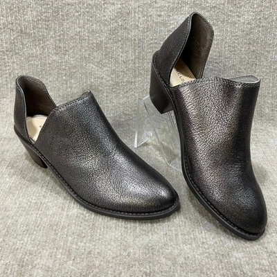 Botas de tornozelo Kelsi Dagger Brooklyn couro metálico recorte salto bloco tamanho 8 - Imagem 1 de 4