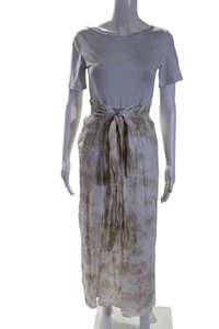 Tiare Hawaii Womens Tie Dye Print A Line Maxi Skirt Beige White Size One Size - Picture 1 of 4