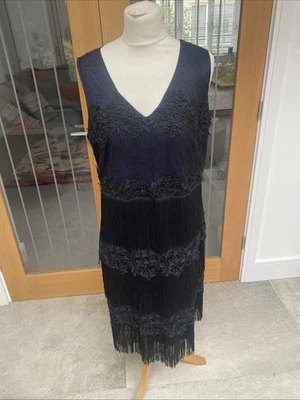 Phase Eight Sz 16 Midnight Blue/ Black MIDI Cocktail/ Party Dress VGC - Image 1 of 4