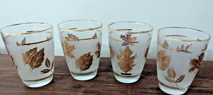 "4 vajilla vintage de follaje dorado Libbey antigua/jugo de mediados de siglo 3,5""" - Imagen 1 de 11