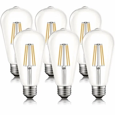 Luxrite Vintage S19 LED Edison Filament Bulb 60W 2700K 550lm Dimmable (6-Pack) - Image 1 of 4