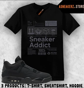 Shirt Match AJ 4 Black Cat 2025 Sneaker Matching Tee Sneakerhead Addict T-Shirt - Bild 1 von 3