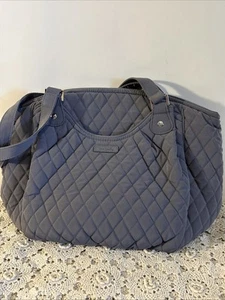 Vera Bradley Gray GLENNA Microfiber Quilted Shoulder Bag Tote Purse Satchel - Picture 1 of 9