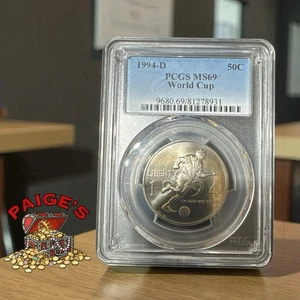 Moneda de plata conmemorativa de medio dólar 50C de la Copa Mundial de Fútbol 1994-D MS69 PCGS - Imagen 1 de 2