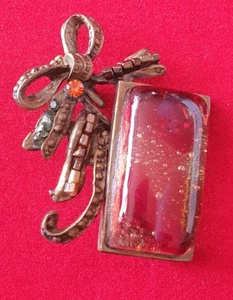 VINTAGE BROSCHE - FASSUNG KNOTEN GLAS STRASS - Bild 1 von 2
