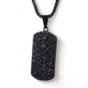 NEU - EDELSTAHL 24 ZOLL synthetische Zirkonia ANHÄNGER HALSKETTE - SCHWARZ - Bild 1 von 5