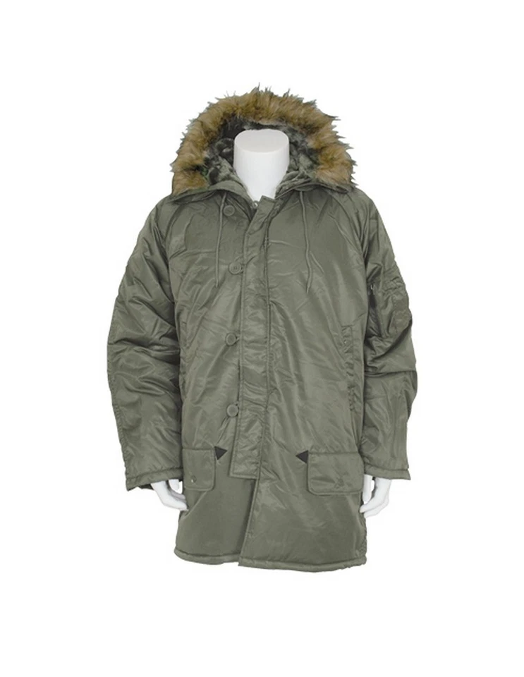 Abrigo Fox Exterior Para Hombre Parka Aislante Borde de Piel Cremallera Longitud Media 63-1 Foto 1 de 1