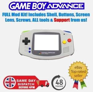 SFC SNES Model Grey Housing Shell Case Nintendo Game Boy Advance FULL MOD KIT - Picture 1 of 9