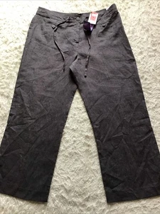 New BNWT M&S Chocolate Mix Straight Wide Leg Linen Trousers - Size 18 L - Picture 1 of 10
