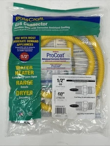 BrassCraft ProCoat CSSD44-60 P Gas Connector, 1/2" MIP x 1/2” MIP x 60” Length - Picture 1 of 3