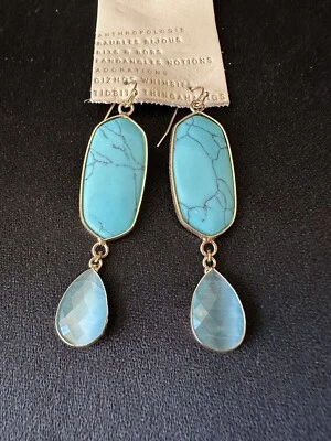 Anthropologie  Stone Drop Earrings Turquoise - Image 1 of 4