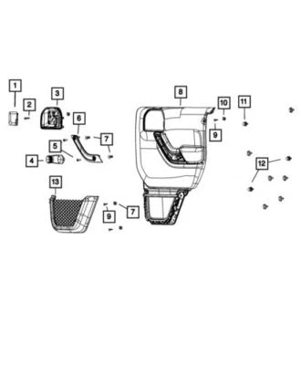 Panel de moldura de puerta trasero izquierdo genuino Mopar 2011-2018 Jeep Wrangler JK 1QJ391T9AF Foto 1 de 3