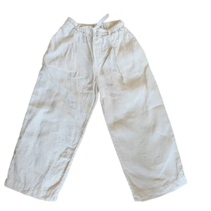 Zara size 6 linen cream wide leg relaxed fit pants minimalist neutral natural bo - Picture 1 of 6