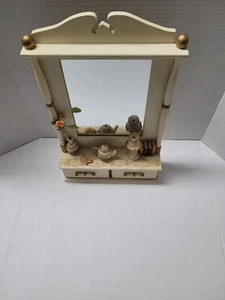 Vintage Wooden Hand Crafted Refinished Painted Dressing Wall Mirror With Drawers - Picture 1 of 12