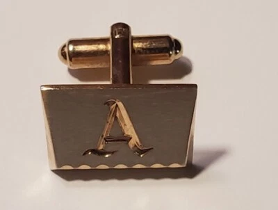 Hickok Letter A Initial Cufflink SINGLE Monogram Vintage Cuff Link Vintage Gold  - Image 1 of 3