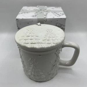 Temptations By Tara- White Holiday Tree Mug With Lid/Coaster/Ornament NEW NIB - Picture 1 of 9