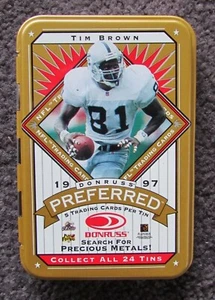 1997 TIM BROWN OAKLAND RAIDERS NFL TRADING CARD DONRUSS 5 CARD TIN ONLY - Bild 1 von 2